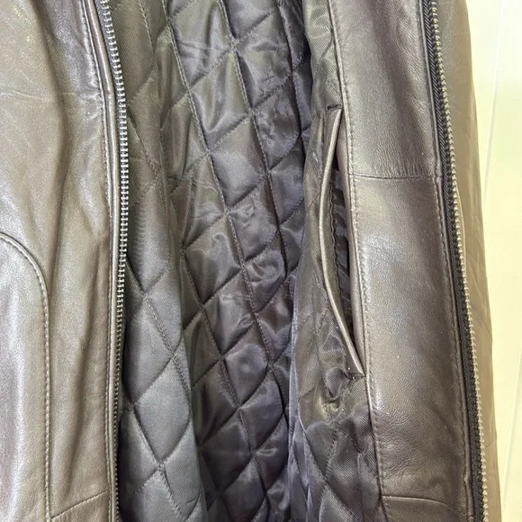 Michael Kors Men's Dark Brown Leather Jacket Coat Multiple Pockets XXL - Picture 14 of 16